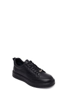 Male Black Lace-Up Thick-Soled Leather Sneaker | Derimod