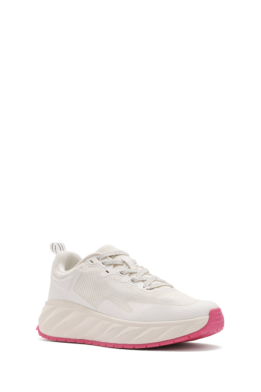Kadın Beyaz Bağcıklı Kalın Tabanlı Kumaş Sneaker