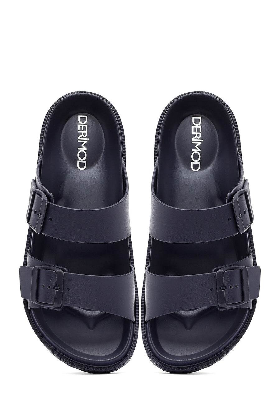 Men's Navy Blue Double Buckle Slippers