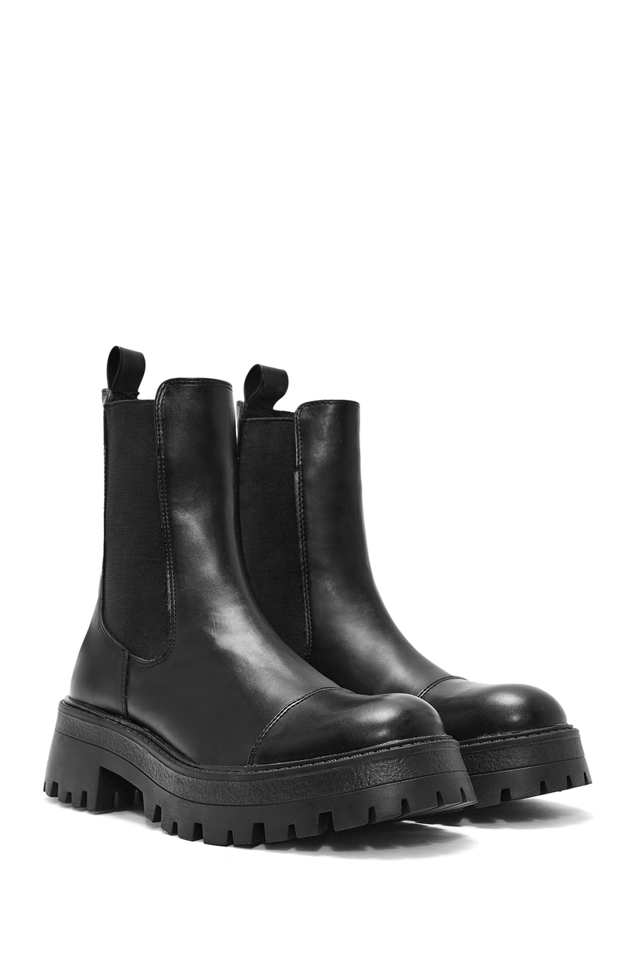 Women's Black Leather Chelsea Boots