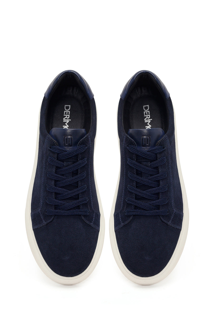 Erkek Lacivert Bağcıklı Süet Deri Sneaker