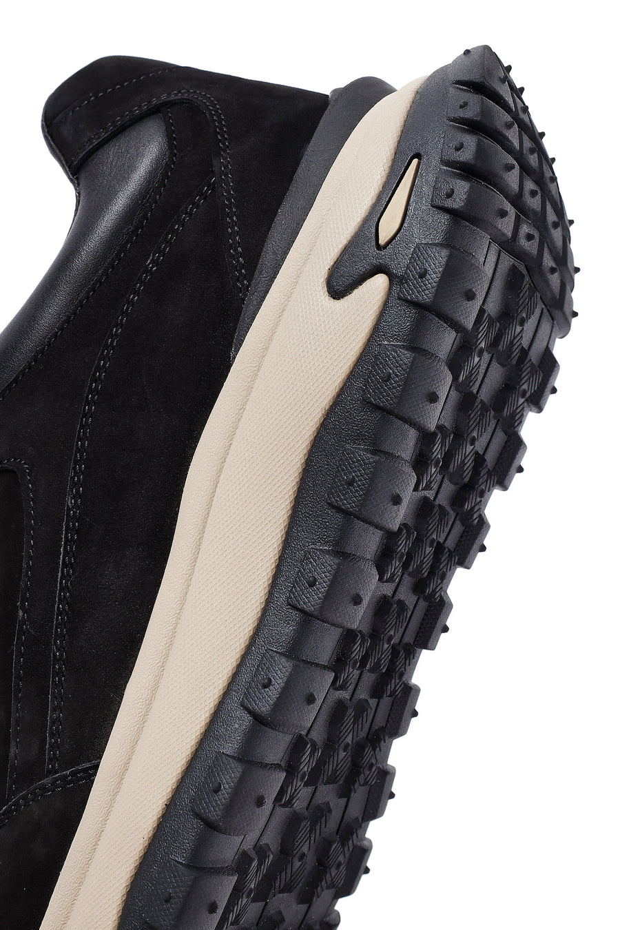 Male Black Lace-Up Thick-Soled Nubuck Leather Casual Sneaker