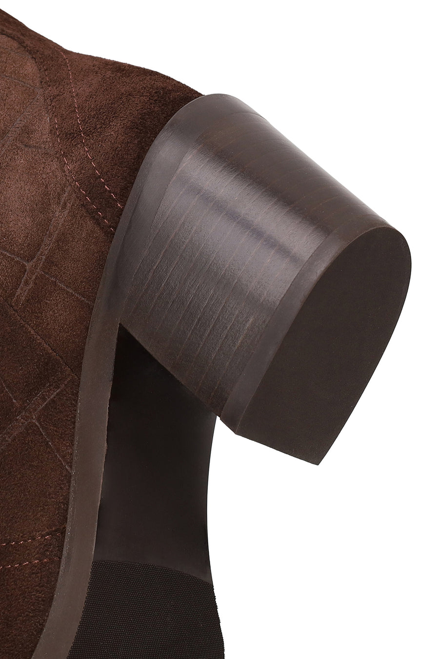 Woman Brown Printed Chunky-Heeled Suede Cowboy Boots