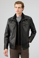 Mateo Men's Black Leather Jacket | Derimod