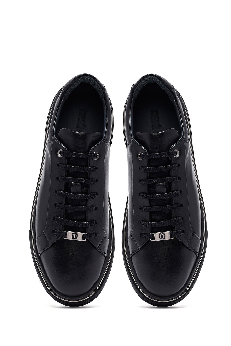 Men's Black Lace Up Leather Sneakers