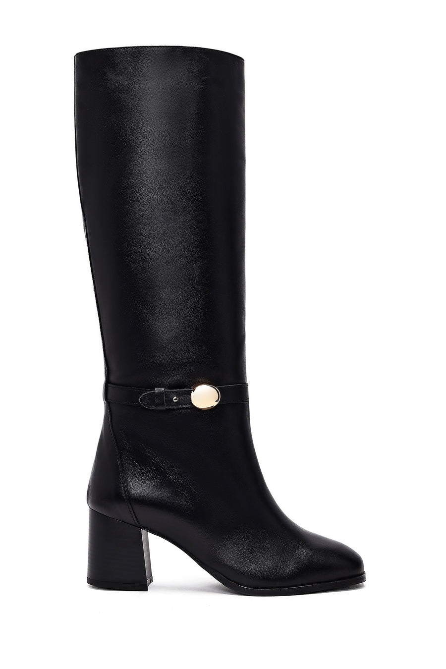 Women's Black Thick Heel Leather Boots 25WFD163518 | Derimod