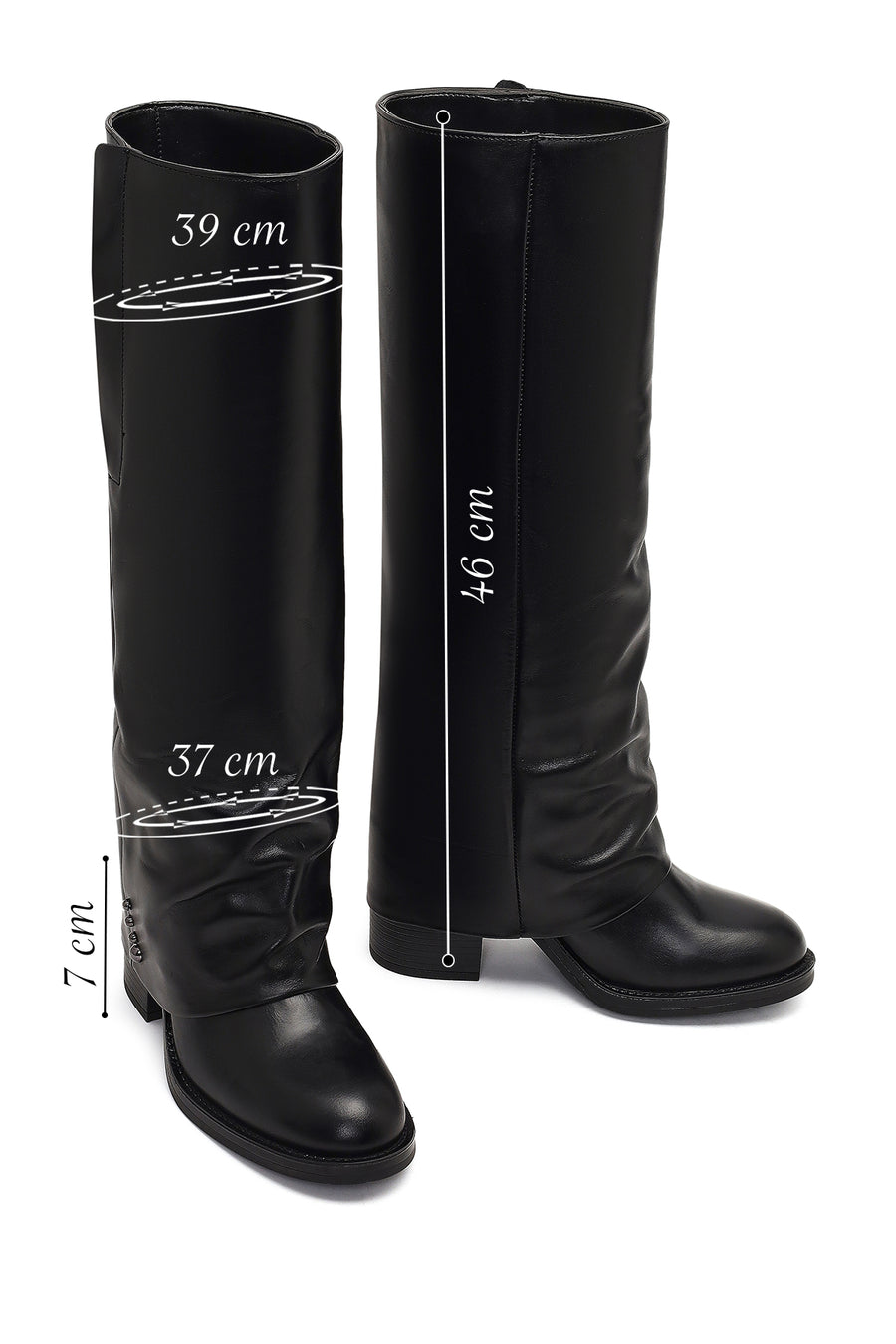 Women's Black Thick Heeled Leather Boot