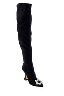 Women's Leather Stone Suede Heeled Boots | Derimod