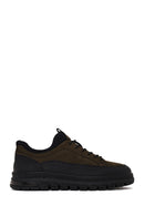 Male Khaki Lace-up Nubuck Leather Sneaker | Derimod
