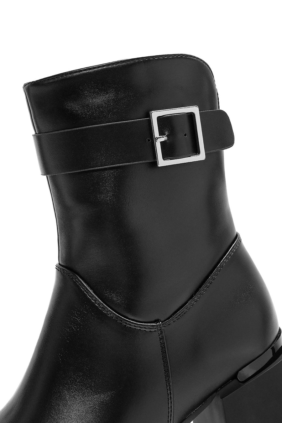 Women's Black Zippered Chunky Heel Boots