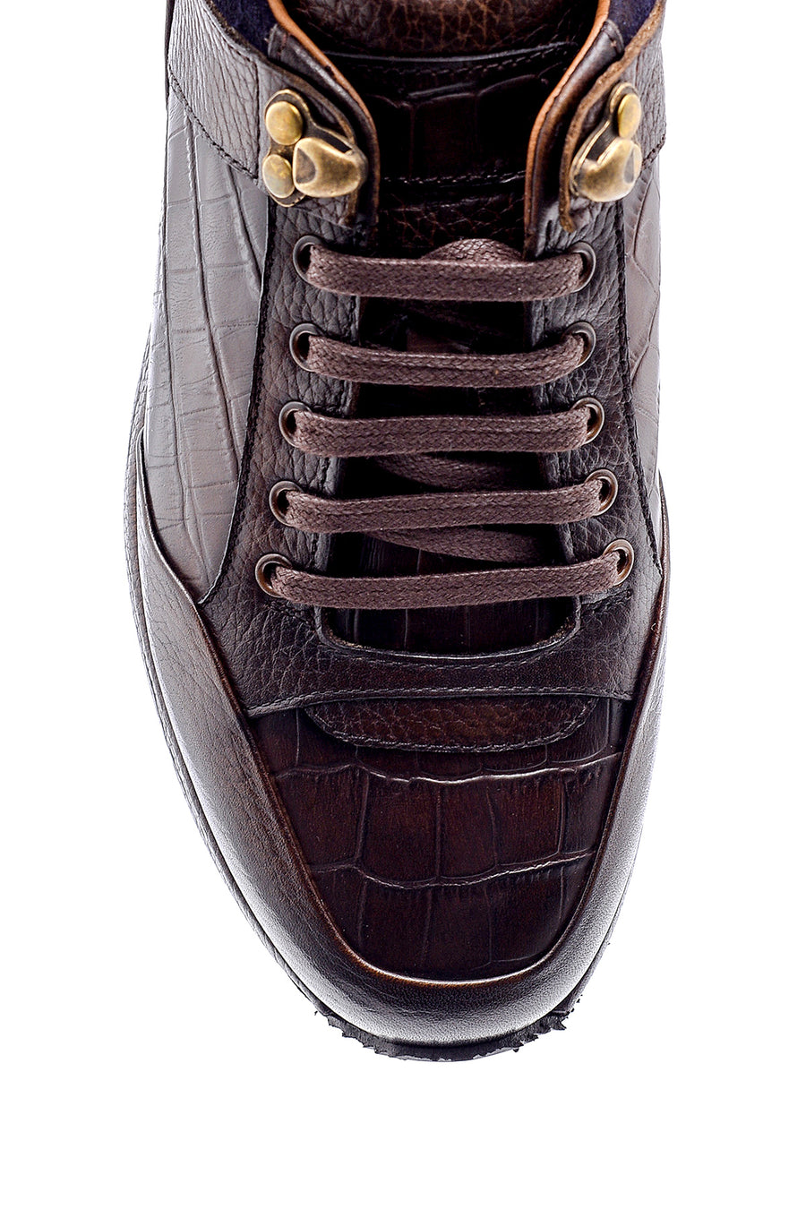 Erkek Kroko Detaylı Deri Sneaker