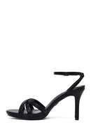 Woman Black Ankle-Buckle Thin-Heeled Sandal | Derimod