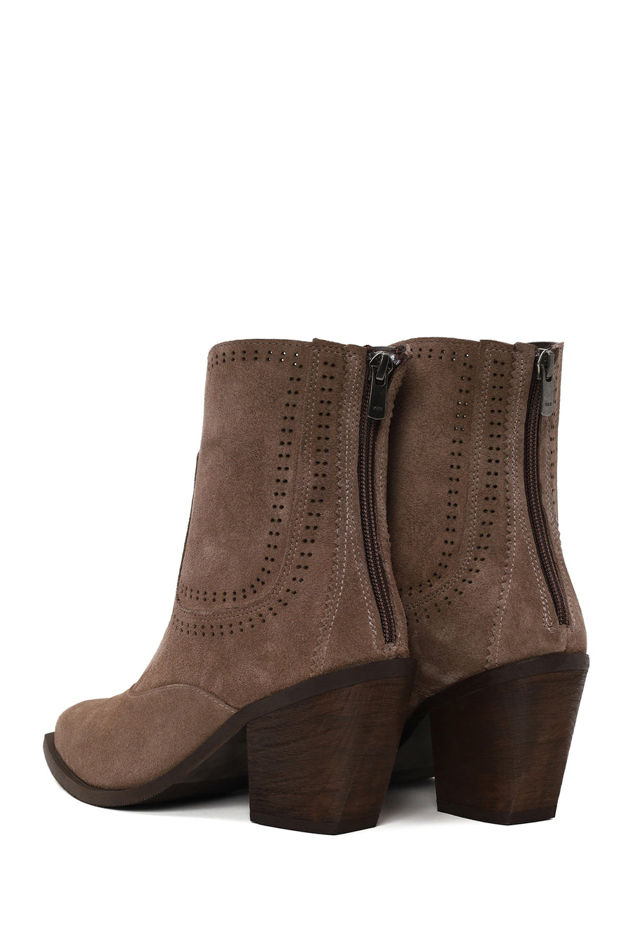 Woman Mink Zip Closure Thick-Heeled Suede Boots