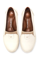 Women's Beige Leather Comfort Loafer | Derimod