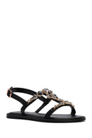 Women's Black Stone Sandals | Derimod