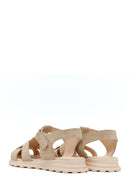 Women's Beige Suede Leather Sandals | Derimod