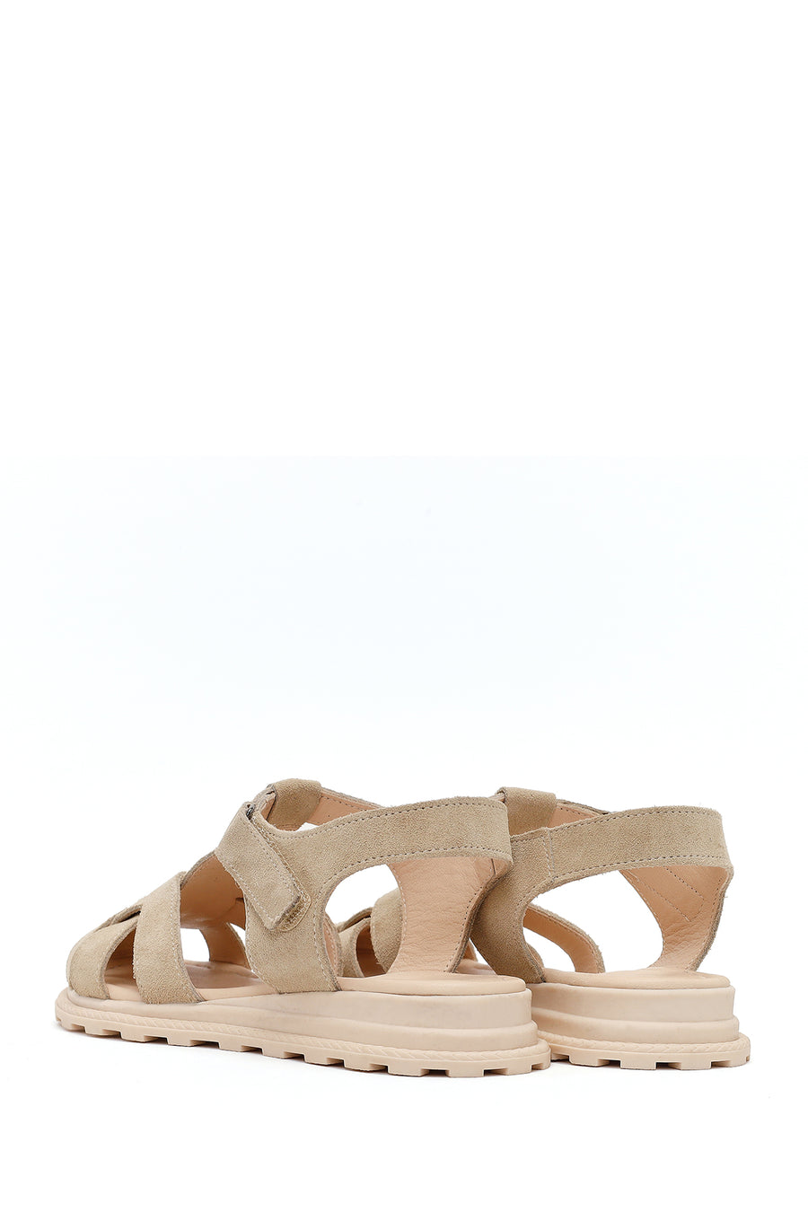 Women's Beige Suede Leather Sandals