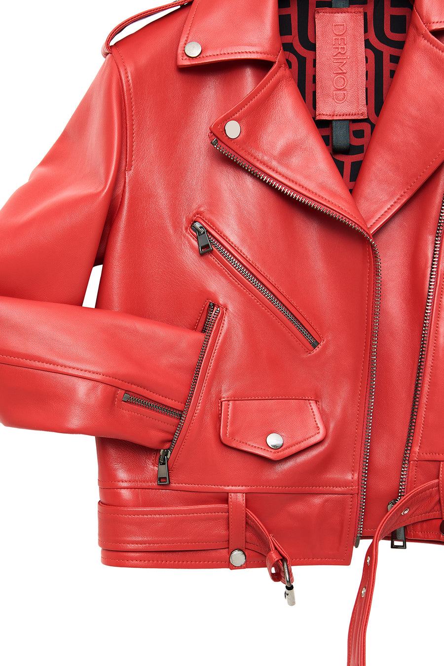Newage Women's Red Slim-Fit Biker Leather Jacket