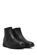 Woman Black Zip Closure Leather Comfort Boots | Derimod