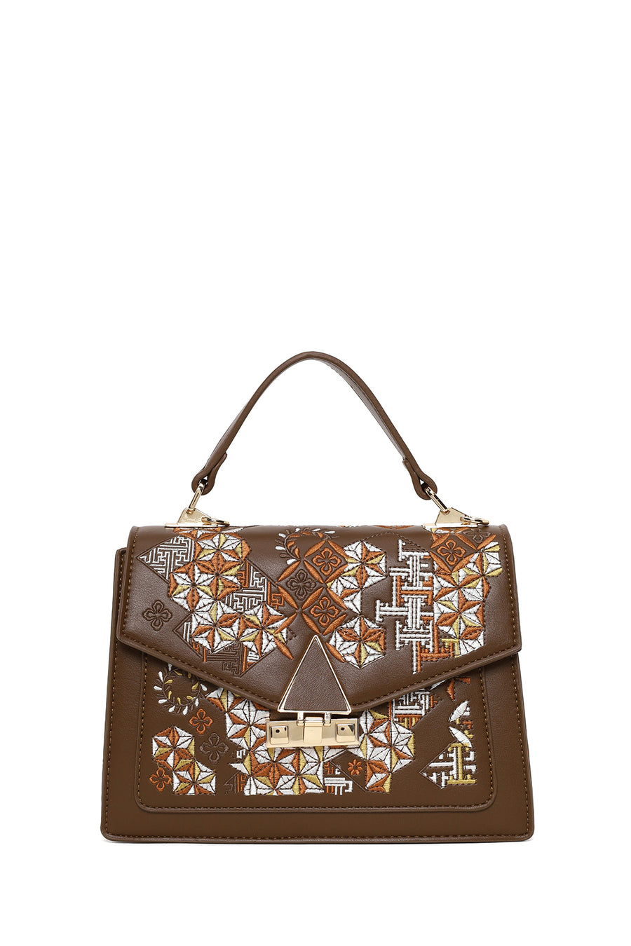 Woman Brown Long Strap Printed Shoulder Bag