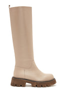 Women's Beige Chain Detailed Leather Boots | Derimod