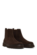 Male Brown Suede Casual Chelsea Boots | Derimod