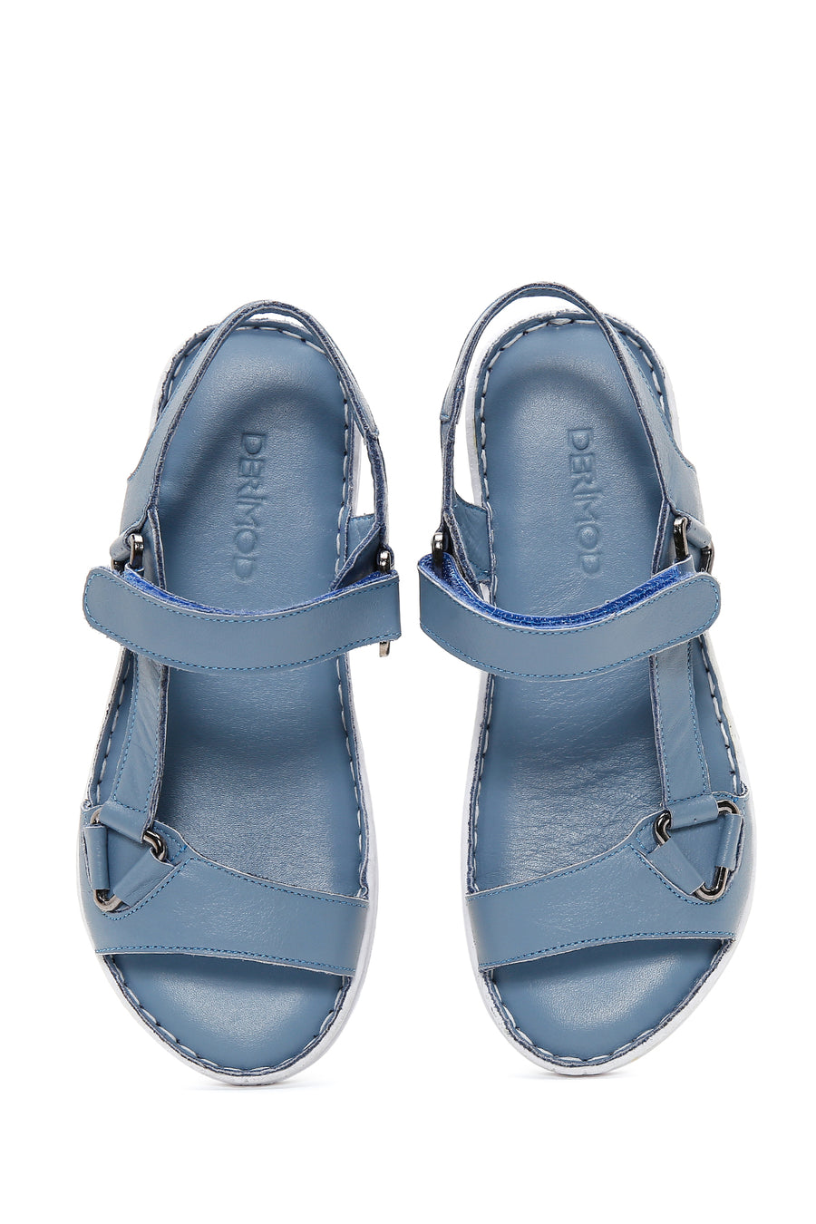 Kadın Mavi Deri Comfort Sandalet
