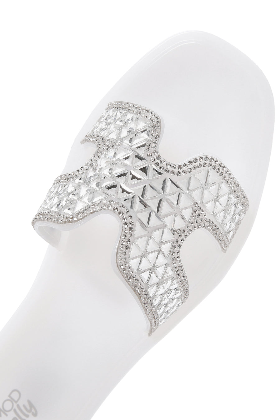 Women's White Stone Jelly Slippers