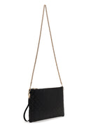 Woman Black Printed Clutch Bag with Long Chain Strap | Derimod