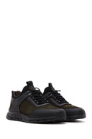 Men's Khaki Lace-Up Nubuck Leather Sneaker | Derimod