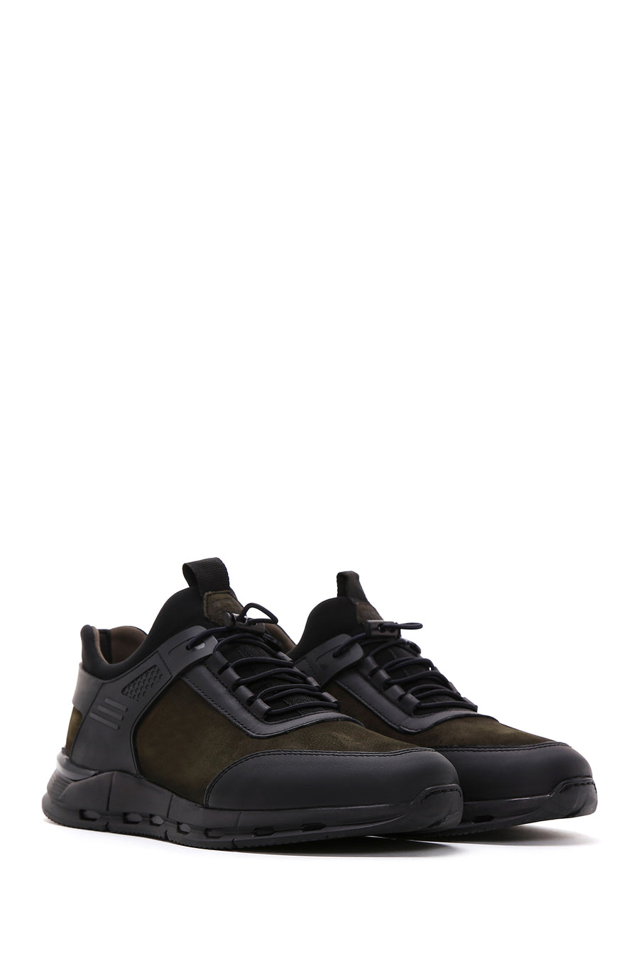 Men's Khaki Lace-Up Nubuck Leather Sneaker