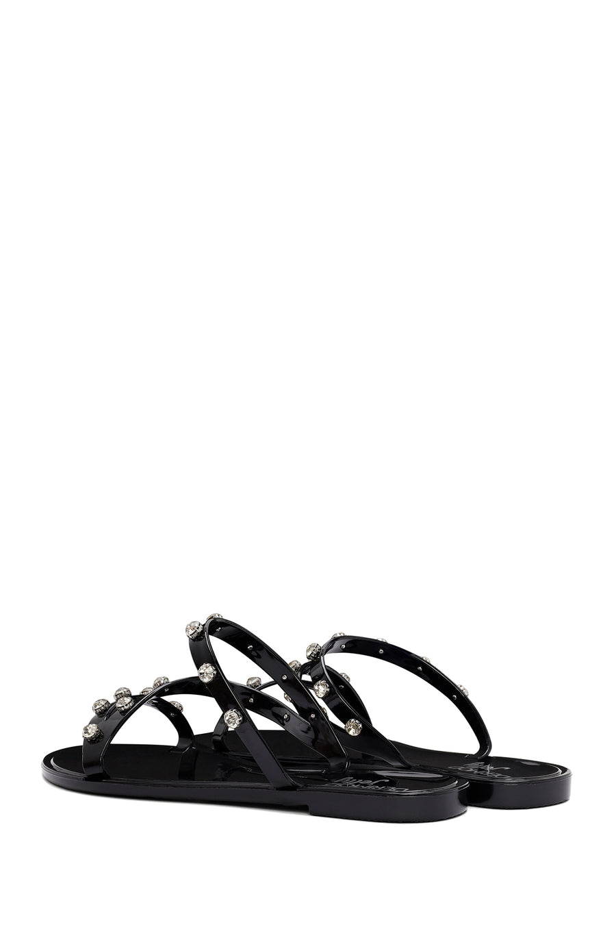 Women's Black Jelly Stone-Embellished Slippers