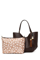 Woman Brown Accessory-Detail Printed Shoulder Bag | Derimod