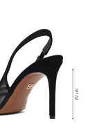 Woman Black High Thin Heeled Backless Suede Shoes | Derimod