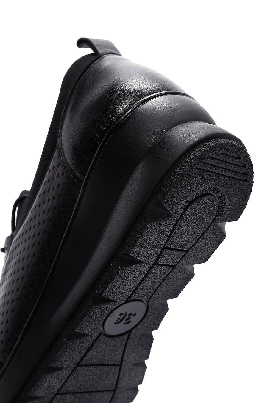 Women's Black Leather Wedge Heeled Comfort Shoes