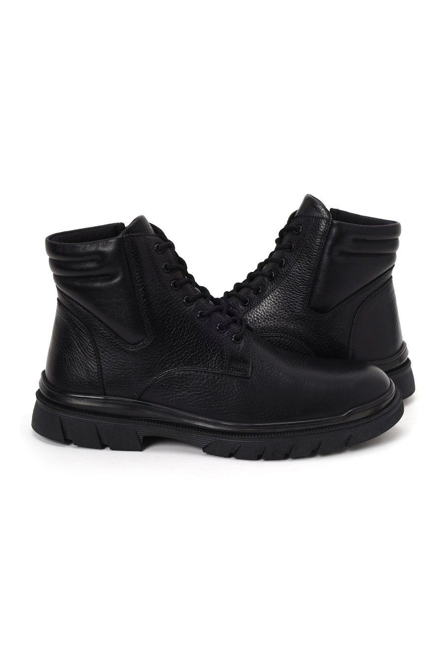 Male Black Zip Closure Leather Combat Boots