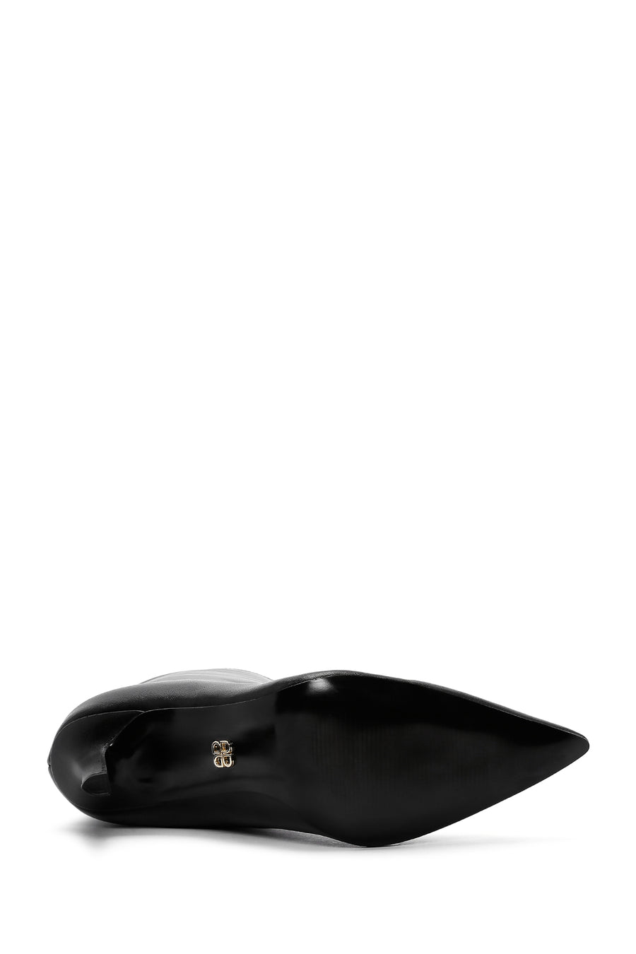 Women's Black Thin Heeled Leather Boots