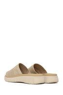 Woman Beige Thick-Soled Patterned Comfort Slippers | Derimod