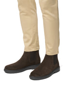 Geox Men's Brown Spherica Ec1 Suede Leather Chelsea Boots | Derimod