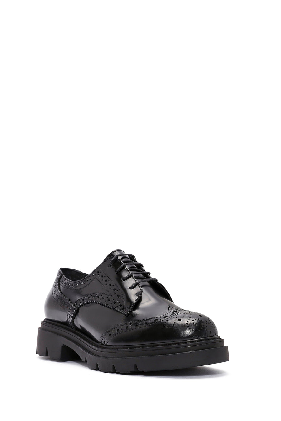 Women's Black Lace-Up Leather Oxford Shoes