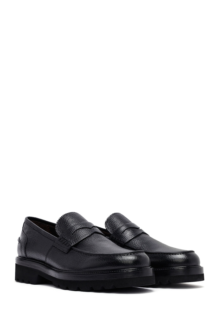 Male Black Leather Casual Loafers