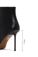 Women's Black Zippered Thin Heeled Leather Boot | Derimod