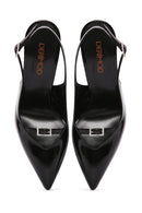 Women's Black Ankle Strap Open Back Thin Heeled Patent Leather Shoes | Derimod