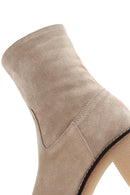 Women's Brown Suede Leather Heeled Boots | Derimod