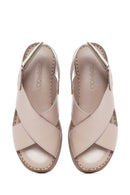 Women's Mink Strapped Thick Soled Leather Comfort Sandals | Derimod