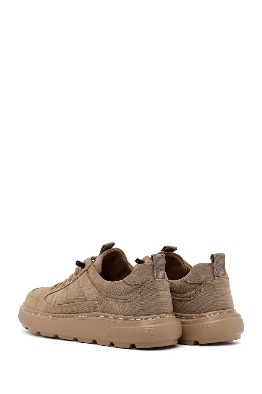 Derimod Zero Male Beige Lace-Up Thick-Soled Fabric Sneaker