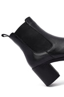 Woman Black Chunky Heels Leather Chelsea Boots | Derimod