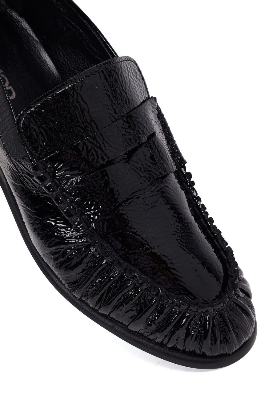 Kadın Siyah Deri Maskülen Loafer