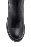Women's Crocodile Patterned Heeled Leather Boots | Derimod