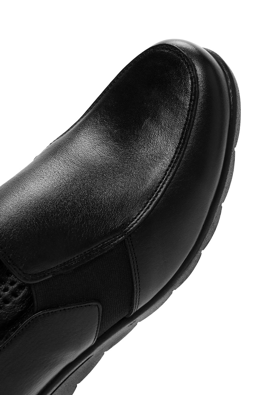 Women's Black Thick Soled Leather Comfort Shoes